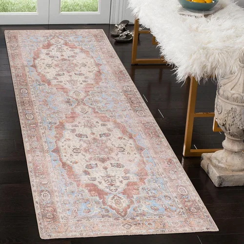 Miniatura 53 de GLN Rugs Bohemian Collection - Alfombra de felpilla lavable a máquina, bohemio vintage, antideslizante, alfombra de felpilla de pelo bajo, alfombra