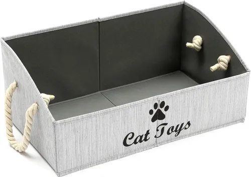 Miniatura 13 de Geyecete - Cajas grandes plegables de tela para almacenamiento de juguetes de perro, organizadores trapezoidales con asa de cuerda trenzada, cestas