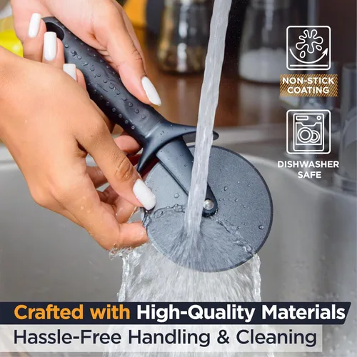 Miniatura 5 de Deiss Lux - Cortador de pizza resistente con cortador de ruedas, rueda de acero inoxidable afilada y suave con mango antideslizante de fácil agarre