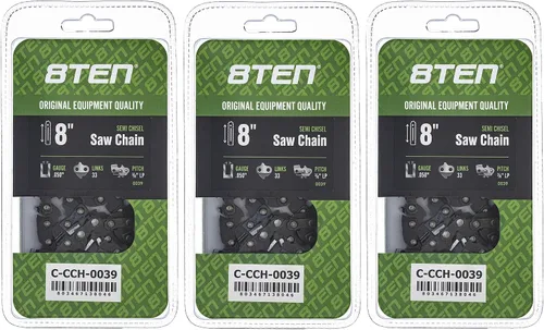 Miniatura 84 de 8TEN Cadena de motosierra semi cincel de 6 pulgadas .050 1/4 42 DL para Worx WG320 Black & Decker LLP120 (paquete de 3)