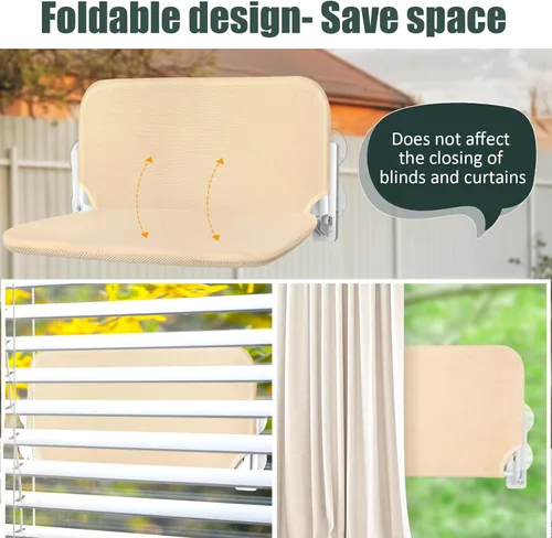 Miniatura 2 de Sunhoo Hamaca para ventana de gato, percha inalámbrica, alféizar de ventana, asiento plegable, estable, con ventosa mejorada, fácil montaje, estante