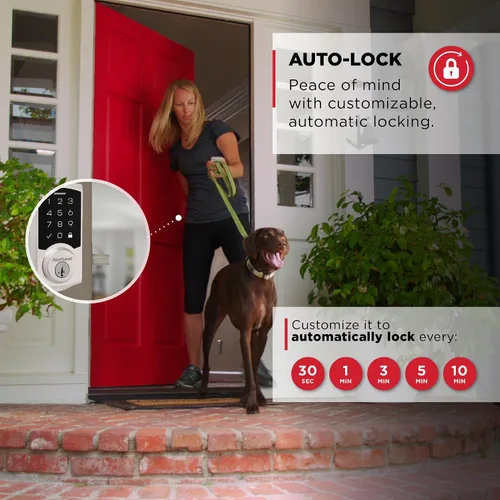 Miniatura 5 de Kwikset SmartCode 270 - Cerradura de puerta con teclado táctil electrónico sin llave con bloqueo automático, códigos de usuario personalizados