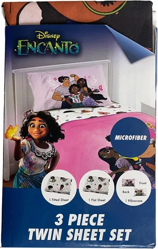 Miniatura 3 de Jay Franco Encanto, The Family Madrigal - Juego de sábanas tamaño individual de 3 piezas para niños, microfibra, blanco, Disney (85 hilos)