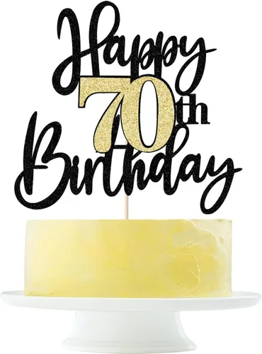 Miniatura 19 de Decoración para tartas de cumpleaños número 11 con purpurina negra y dorada, decoración de pastel de cumpleaños de 11 años y fabuloso cumpleaños