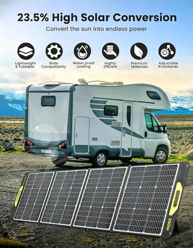 Miniatura 4 de Greenmagic - Panel solar portátil de 200 W, panel solar plegable de 200 W, ligero con soportes para el hogar, camping, barco, cobertizo, granja