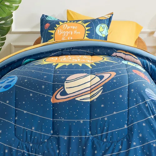 Miniatura 20 de SLEEP ZONE - Juego de edredón de 5 piezas tamaño Individual para niños, estampado suave, con edredón, sábanas y fundas para cojín y almohada, diseño