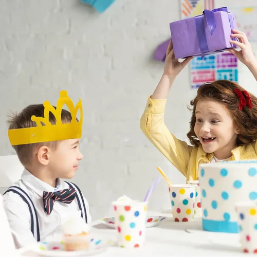 Miniatura 8 de Fancy Land Coronas de cumpleaños para niños, paquete de 25 unidades, coronas de papel brillante para aula, cumpleaños, escuela, familia, suministros