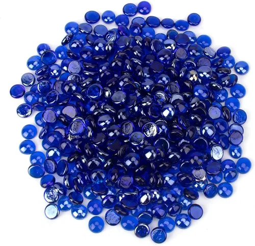 [18 libras] Cuentas de vidrio para fuego, gotas de vidrio, cuentas planas de vidrio para fogata de gas, chimenea, brillo azul cobalto, gemas de