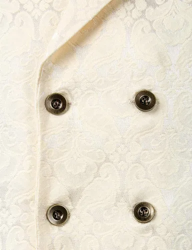 Miniatura 4 de ZEROYAA Chaleco gótico steampunk de doble botonadura jacquard para hombre, chaleco sin mangas