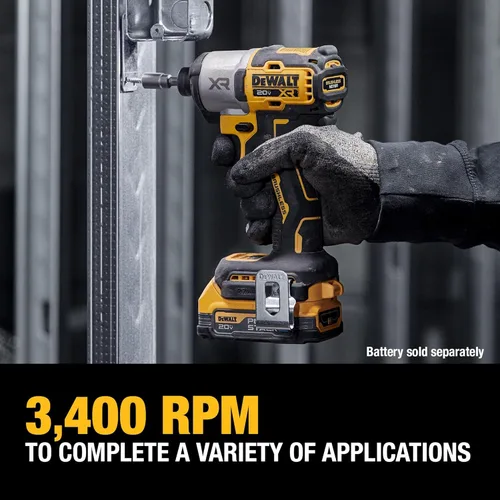 Miniatura 5 de DEWALT Taladro de impacto 20V MAX XR, sin escobillas, 1/4 pulgadas, 3 velocidades, herramienta desnuda solamente (DCF845B), Amarillo, Negro