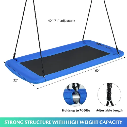 Miniatura 3 de Goplus Columpio de árbol de plataforma gigante de 60 pulgadas para niños y adultos, columpio rectangular ajustable para interiores y exteriores