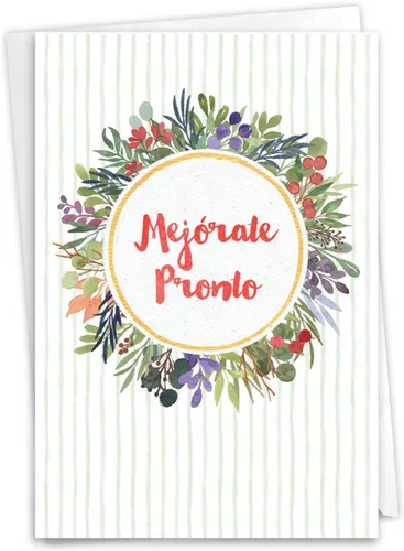 Miniatura 8 de NobleWorks Tarjeta de Papel en Blanco para Recuperación con Sobre de 5 x 7 Pulgadas (1 Tarjeta) Be Well Soon-Green C10350DGWB