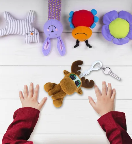 Miniatura 6 de Puzzled DolliBu - Llavero de peluche de alce con ojos grandes, alce suave, con ojos grandes y brillantes, accesorio decorativo de juguete de peluche
