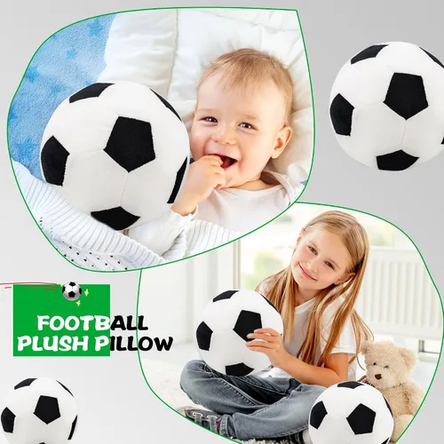 Miniatura 2 de Paquete de 2 almohadas de felpa para pelota de fútbol, esponjoso, juguete de pelota de fútbol, almohadas deportivas suaves para decoración