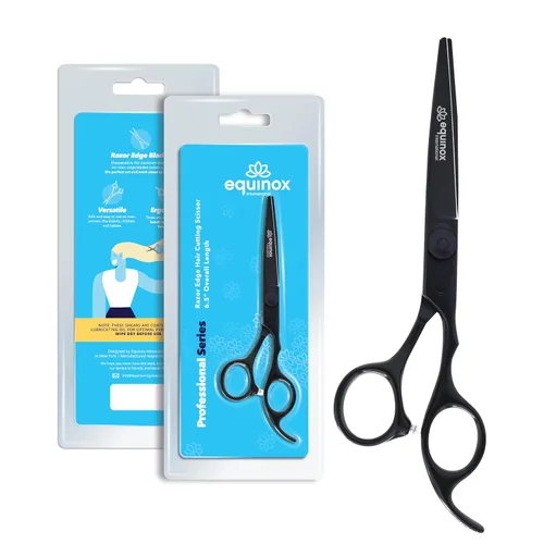 Miniatura 9 de Equinox International, Serie profesional de filo de afeitado - Juego de tijeras para cortar y adelgazar y texturizar el cabello, 6.5 pulgadas, acero