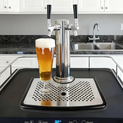 Miniatura 7 de CHILDHOOD Bandeja de goteo de cerveza Kegerator de acero inoxidable para torre de grifo universal