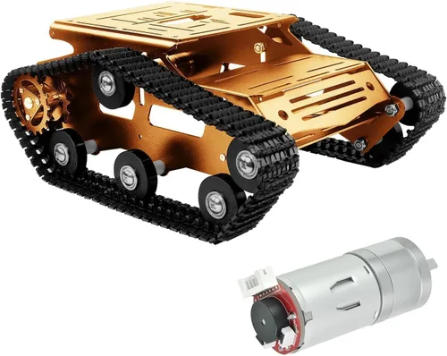 Miniatura 11 de Kit de chasis de coche robot inteligente, chasis de tanque grande de metal completo con motores de 2WD para Arduino Raspberry Pi Jetson Python DIY