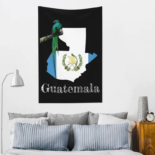 Miniatura 5 de Tapiz de Quetzal de pájaro con bandera guatemalteca de mapa de Guatemala, 60 x 40 pulgadas, divertido tapiz estético, arte de pared para dormitorio