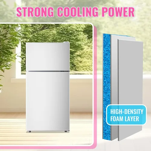 Miniatura 6 de DEMULLER Refrigerador retro con congelador, refrigerador de doble puerta tamaño apartamento con bandeja para huevos, refrigerador con estantes