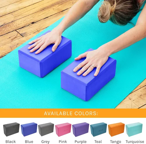Miniatura 5 de Sol Living Bloques de yoga, paquete de 2 cojines de yoga de espuma EVA de alta densidad, para estirar, pilates, meditación, equipo de ejercicio, Azul