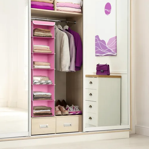 Miniatura 2 de Simple Houseware - Organizador colgante para clóset de 6 estantes, Rosa