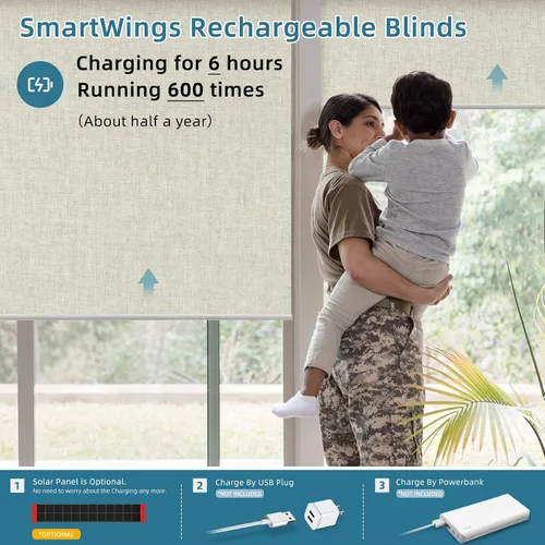 Miniatura 2 de SmartWings Persianas motorizadas con control remoto para ventanas, persianas enrollables Matter 100% opacas, automáticas, eléctricas inteligentes