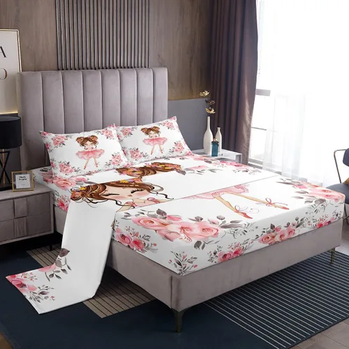 Miniatura 36 de Erosebridal Juego de sábanas tamaño individual de cola de sirena para niños, decoración de habitación de sirena, sábana bajera ajustable