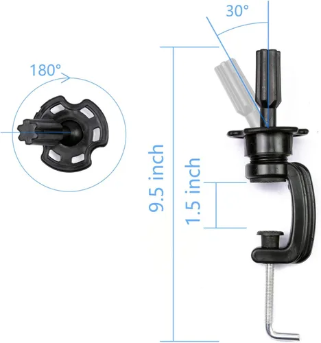Miniatura 6 de EERYA Soporte para cabeza de maniquí de peluca, cabeza de maniquí de cosmetología, soporte de sujeción estándar, soportes de abrazadera, negro