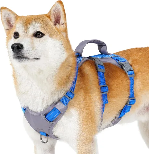 Miniatura 21 de Huntboo Arnés reflectante para perro con asa, a prueba de escape, antideslizante, transpirable, ligero, arnés de elevación ajustable para perros