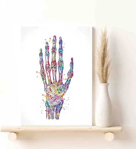 Miniatura 4 de Póster de pared enmarcado, huesos de mano, acuarela, huesos de mano, huesos de mano, arte médico, ciencia, arte ortopédico, enfermera, medicina
