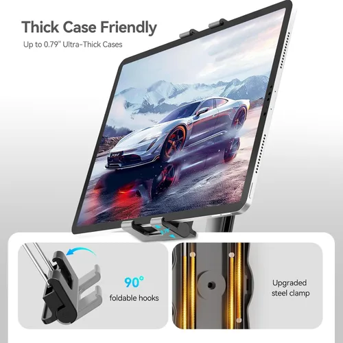 Miniatura 5 de PLDHPRO Soporte para tablet para automóvil, soporte ajustable para camión, iPad, soporte con brazo telescópico para iPad Pro Air Mini Galaxy Tab