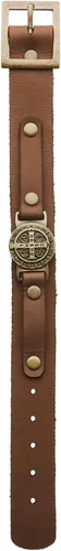 Miniatura 8 de Intercession Pulsera de protección de cuero genuino de San Benito, fabricada en Brasil, Madera