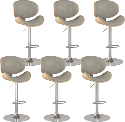 Miniatura 19 de KCC Juego de 2 taburetes de bar giratorios de altura ajustable, sillas de bar tapizadas de piel sintética con reposapiés, taburete de bar de madera