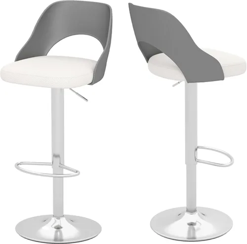 Miniatura 25 de HENGJIANYI Taburete de bar giratorio ajustable en altura con respaldo hueco, silla tapizada con base de metal negro, asiento negro