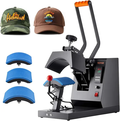 VEVOR Prensa de calor para sombreros con 4 platos intercambiables (6 x 3 pulgadas/6.7 x 2.7 pulgadas/6.7 x 3.8 pulgadas/8.1 x 3.5 pulgadas), prensa