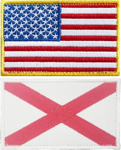 stidsds Paquete de 2 parches bordados con la bandera de Estados Unidos de Alabama Alabama, bandera de Estados Unidos, bandera de Estados Unidos,
