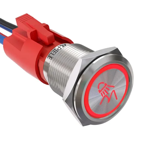 Miniatura 7 de APIELE Interruptor de botón de presión para barra de luz LED, encendido/apagado SPST, acero inoxidable, 10A, 12V, 24VDC, precableado, 19mm, 0.74
