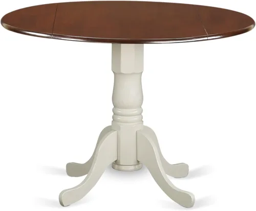Miniatura 16 de East West Furniture DLT-BLK-T mesa de comedor redonda - con tapa redonda y 2 hojas desplegables y pata de pedestal, 42x29.5 pulgadas, acabado negro