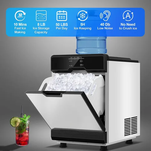 Miniatura 4 de Nugget - Máquina de hacer hielo 3 en 1 para encimera, 50 libras/24 horas, fabricación rápida de LCE en 10 minutos, función de limpieza automática