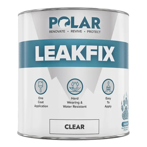 Polar Specialist Coatings Pintura transparente para reparar fugas, 35 onzas, sellador impermeable de una capa con fibras reforzadas, sella