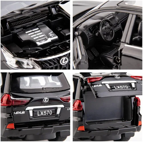 Miniatura 5 de BDTCTK 1/32 Compatible con Lexus LX570 Off-Road en SUV de lujo, auto de juguete de aleación de zinc con sonido y luz para regalo para niños y niñas