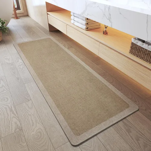 Miniatura 22 de YDKGL Alfombra de baño de medio círculo, alfombras de baño finas para debajo de la puerta, de secado rápido, antideslizante, lavable, con respaldo