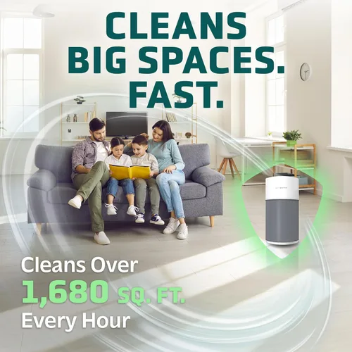 Miniatura 2 de GermGuardian AirSafe+ Purificador de aire XL para el hogar, filtro HEPA verdadero de 360°, luz UV-C, monitor de calidad del aire, para habitaciones