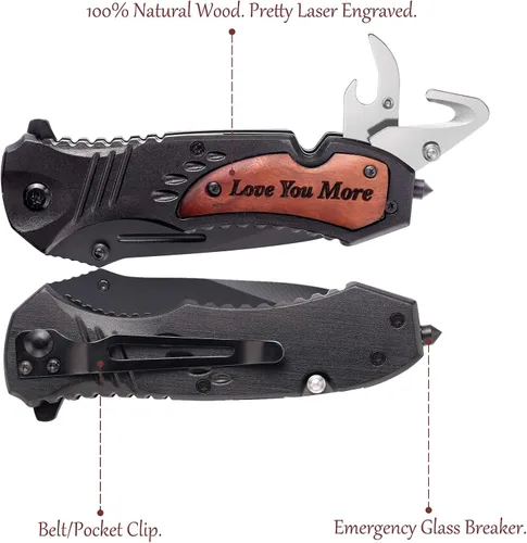 Miniatura 4 de Cuchillos personalizados para hombres, cuchillo de bolsillo grabado personalizado, idea de aniversario de madera para él, idea de Navidad