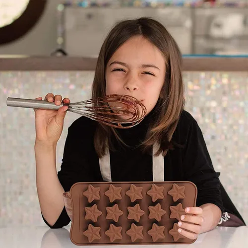 Miniatura 5 de 2 moldes de silicona con forma de estrella – Moldes antiadherentes para chocolate y dulces de 15 cavidades para postres, gelatina, cubitos de hielo