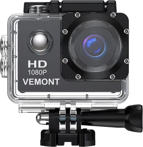 Miniatura 8 de VEMONT Cámara de acción, 1080P 12MP Cámara deportiva Full HD de 2.0 pulgadas, cámara de acción de 98.4 ft/98 pies, cámara impermeable subacuática