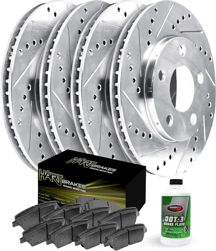 Hart Brakes Kit de frenos y rotores traseros delanteros | Pastillas de freno delanteras y traseras| Rotores y pastillas de freno | Pastillas de
