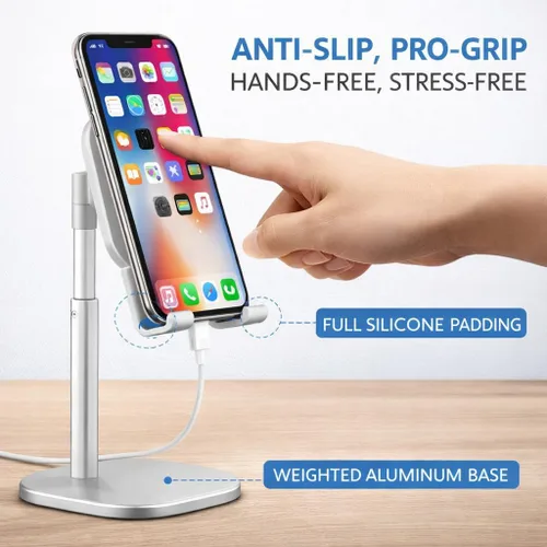 Miniatura 4 de Mizi Soporte para teléfono celular, ángulo y altura ajustable, soporte de teléfono de escritorio compatible con iPhone 17/16/15 Pro Max, Samsung