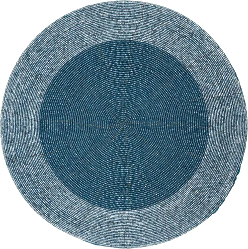 Juego de 4 manteles individuales hechos a mano con cuentas azules de 13 pulgadas, hermoso y elegante tapete decorativo brillante para decoración de