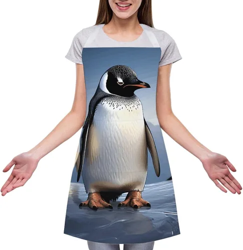 Miniatura 3 de Personalized Penguin Adult Apron, Kitchen Cooking Aprons for Woman Man, Adjustable Bib Apron with Pocket for Baking, BBQ Crafting Outdoors, Dining